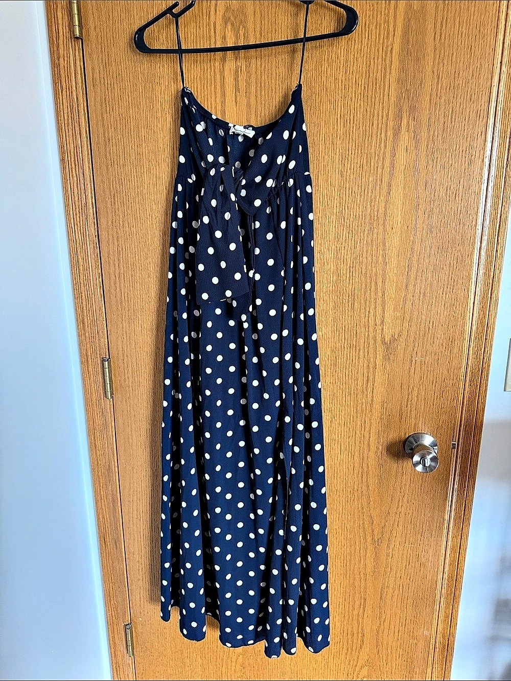 Newbury Kustom Polka Dot Maxi Dress in Blue & White Size Small NWT